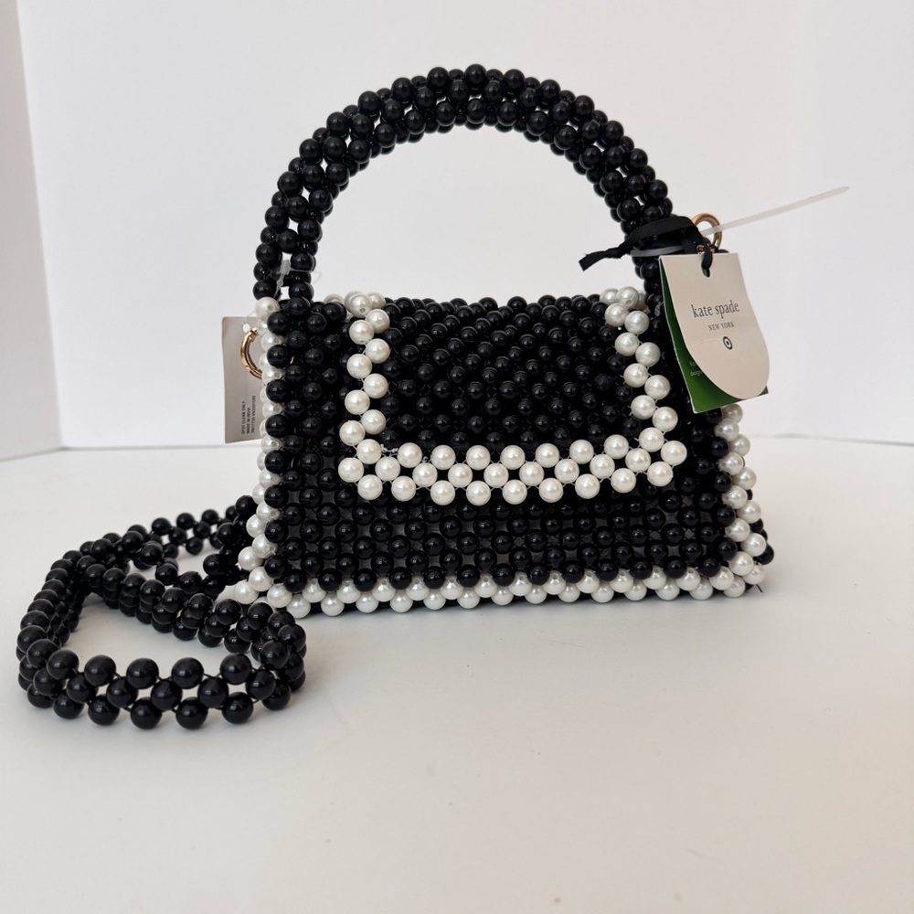 NWT Kate Spade Target Colorblock Beaded Crossbody Bag Black White Minibag Purse